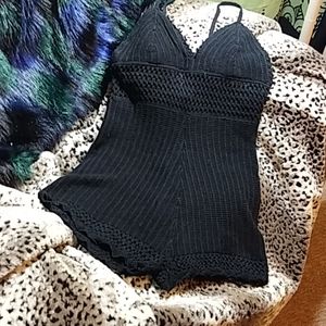 Crochet Romper Black